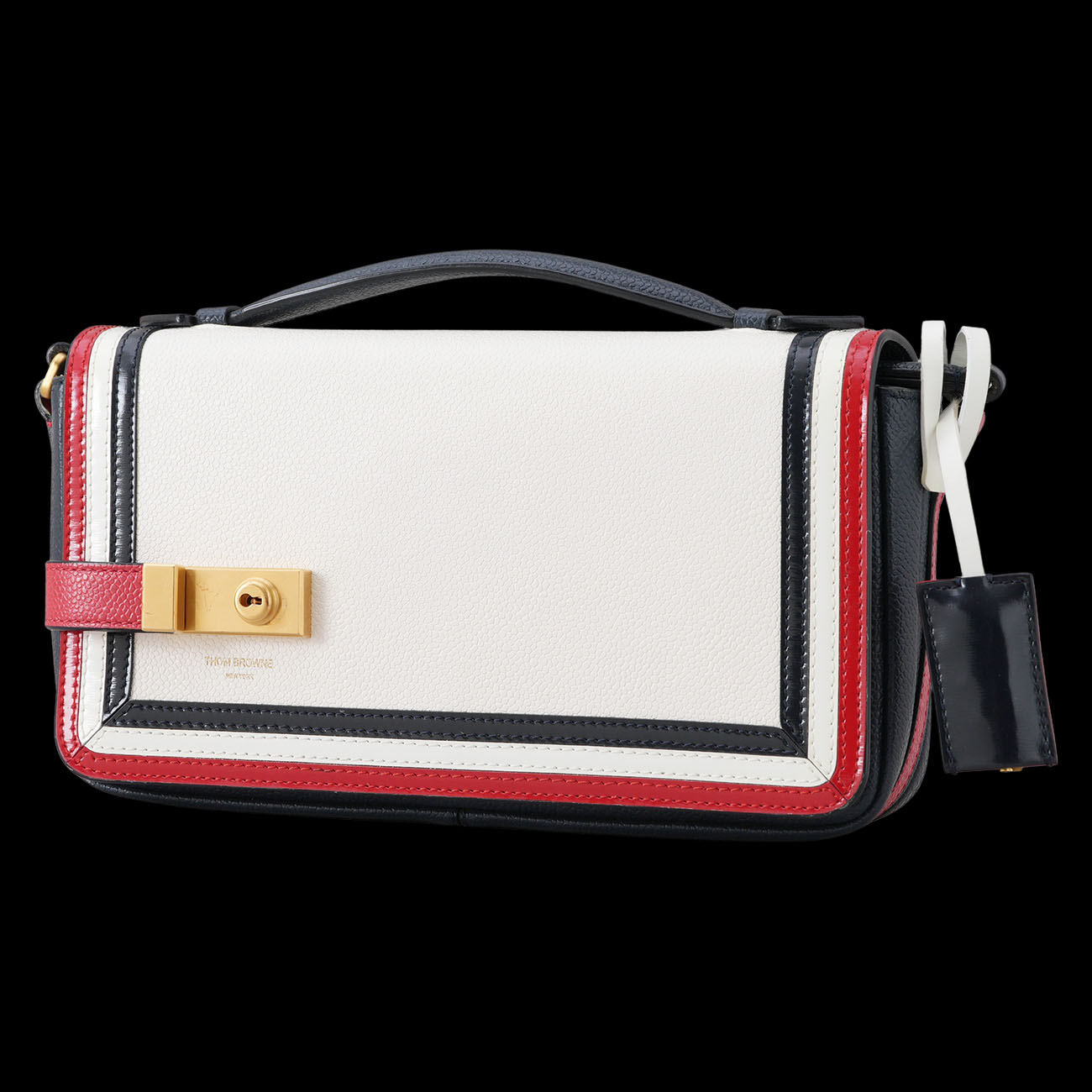 THOM BROWNE(USED)톰브라운 페블 그레인 레더 플랩 크로스백